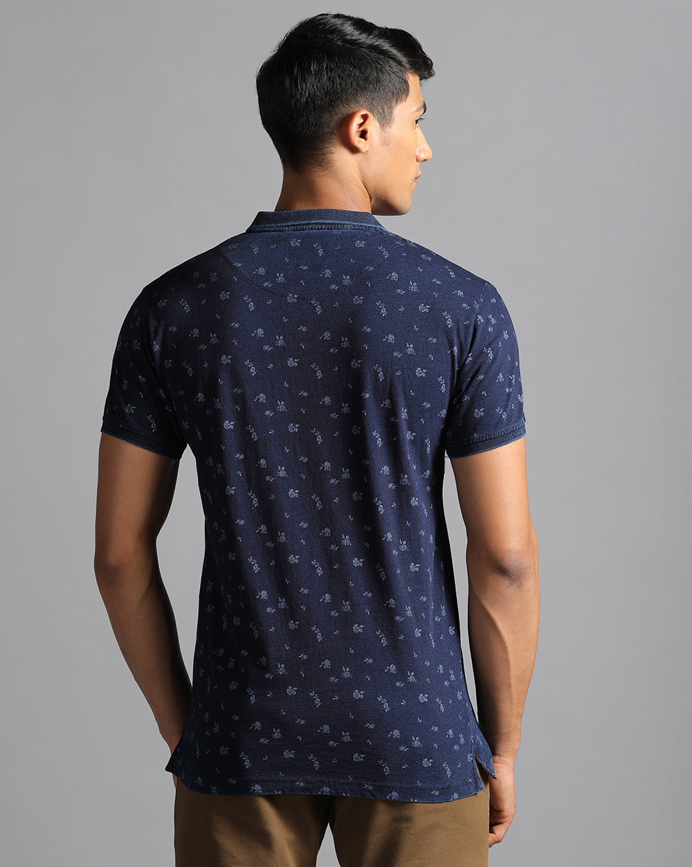 Navy Printed Casual T-Shirts