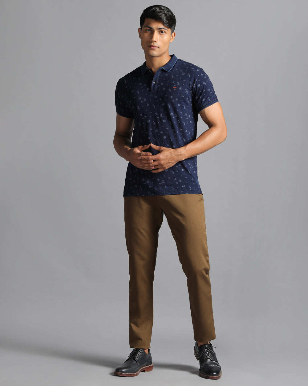 Navy Printed Casual T-Shirts