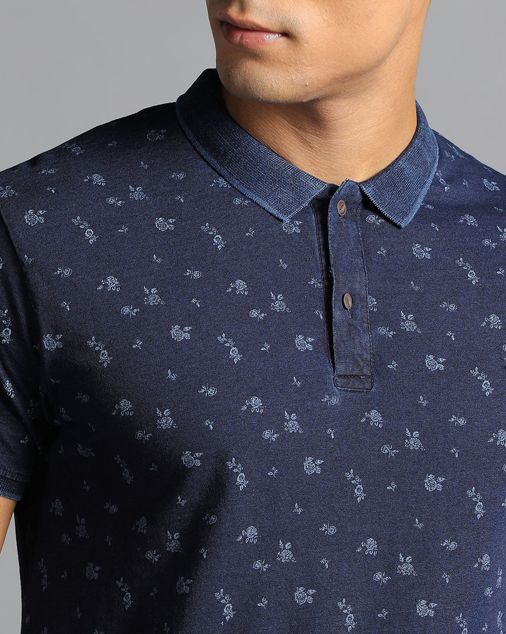 Navy Printed Casual T-Shirts