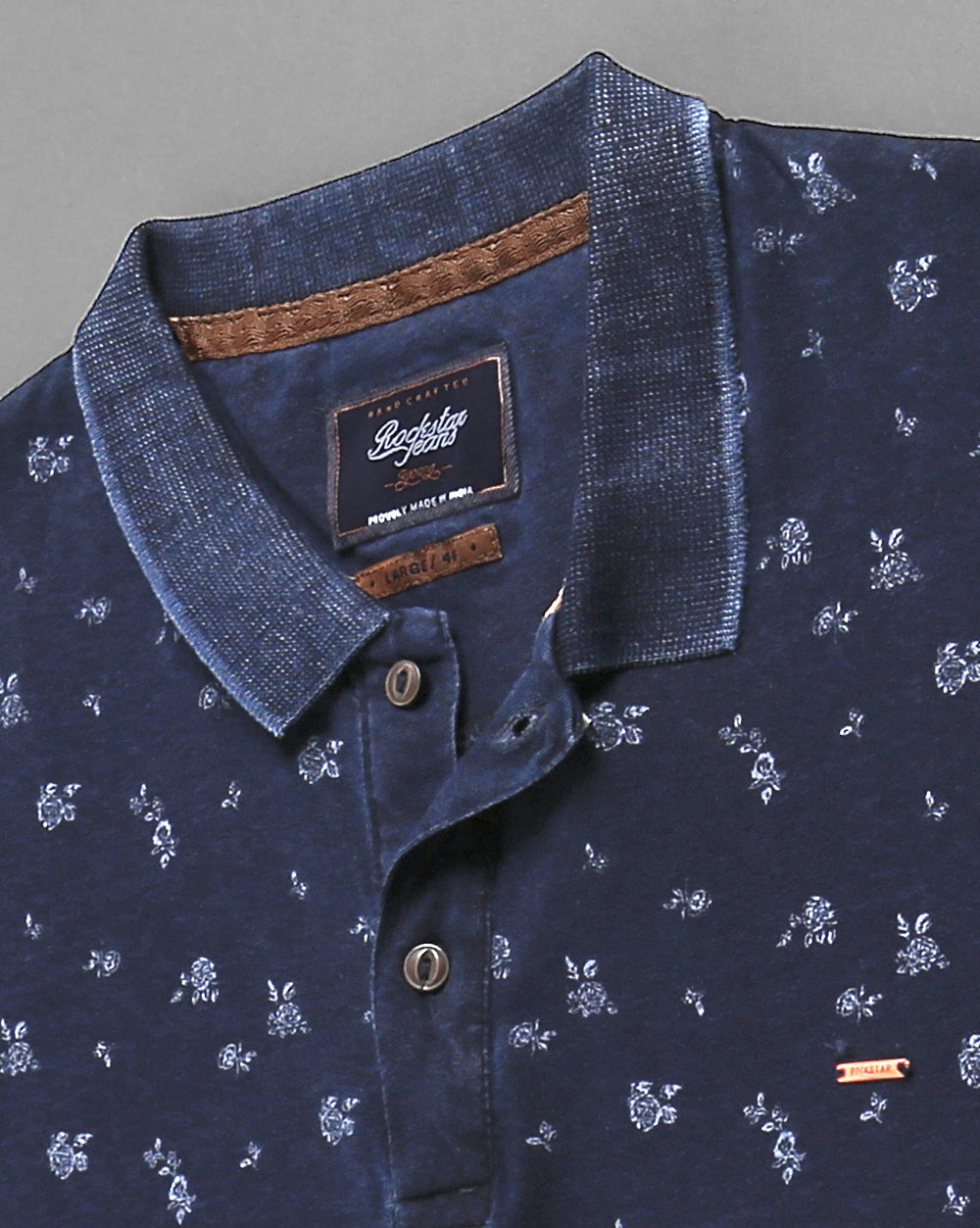 Navy Printed Casual T-Shirts