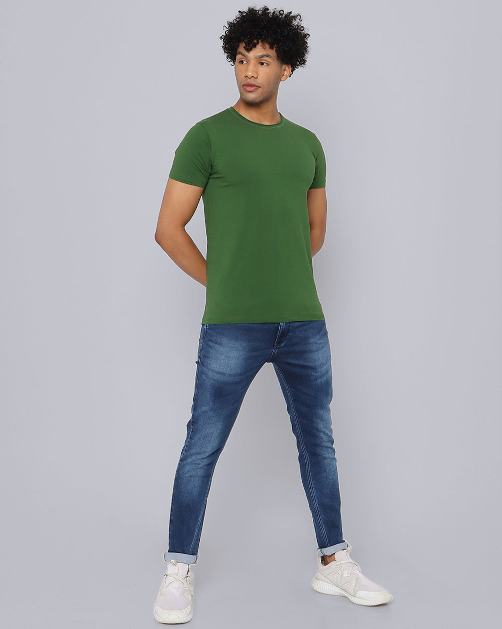 Crewneck Comfort Strech T-Shirt-Forest Green