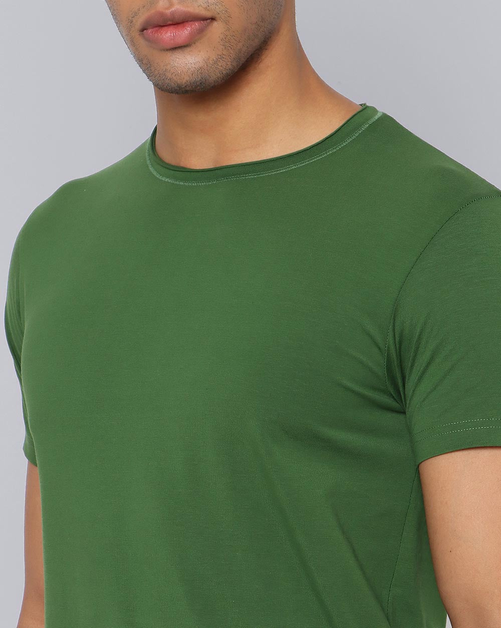 Crewneck Comfort Strech T-Shirt-Forest Green
