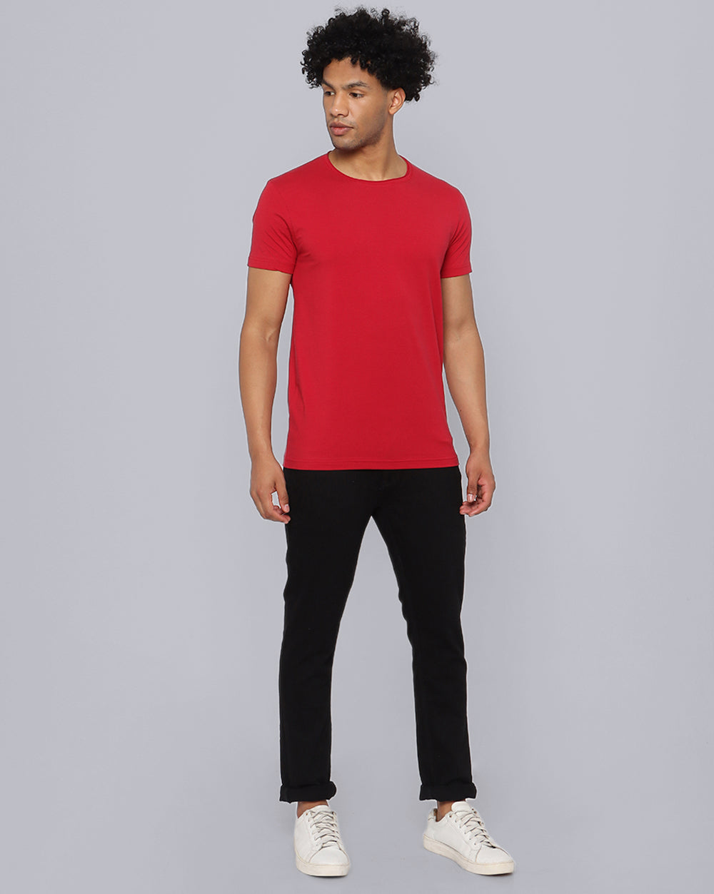 Crewneck Comfort Strech T-Shirt-Deep Red