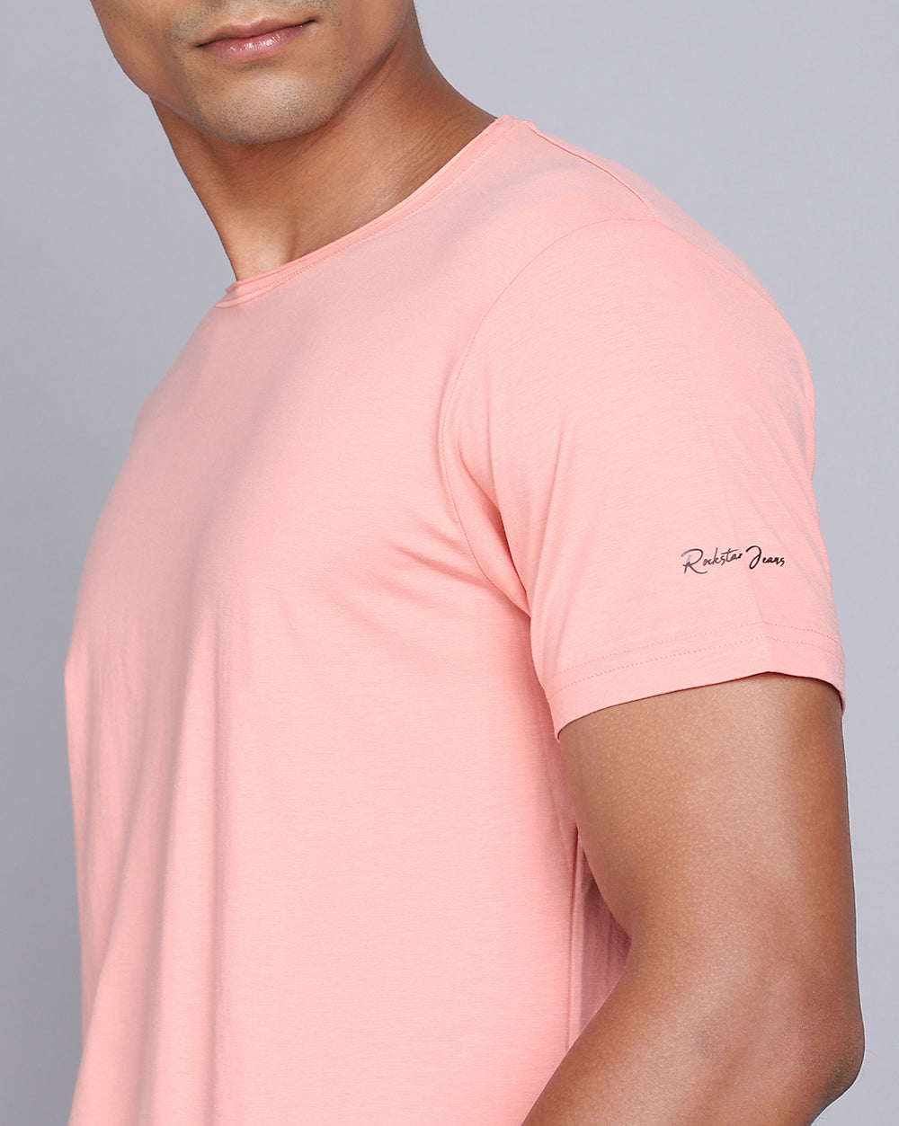Crewneck Comfort Strech T-Shirt-Light Pink