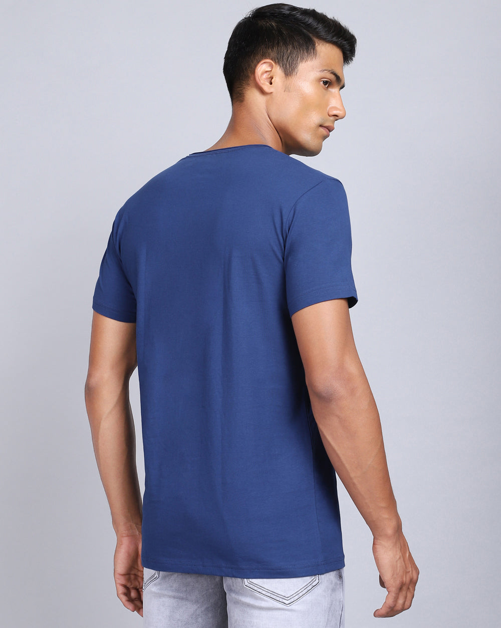 Crewneck Comfort Strech T-Shirt-Royal Navy
