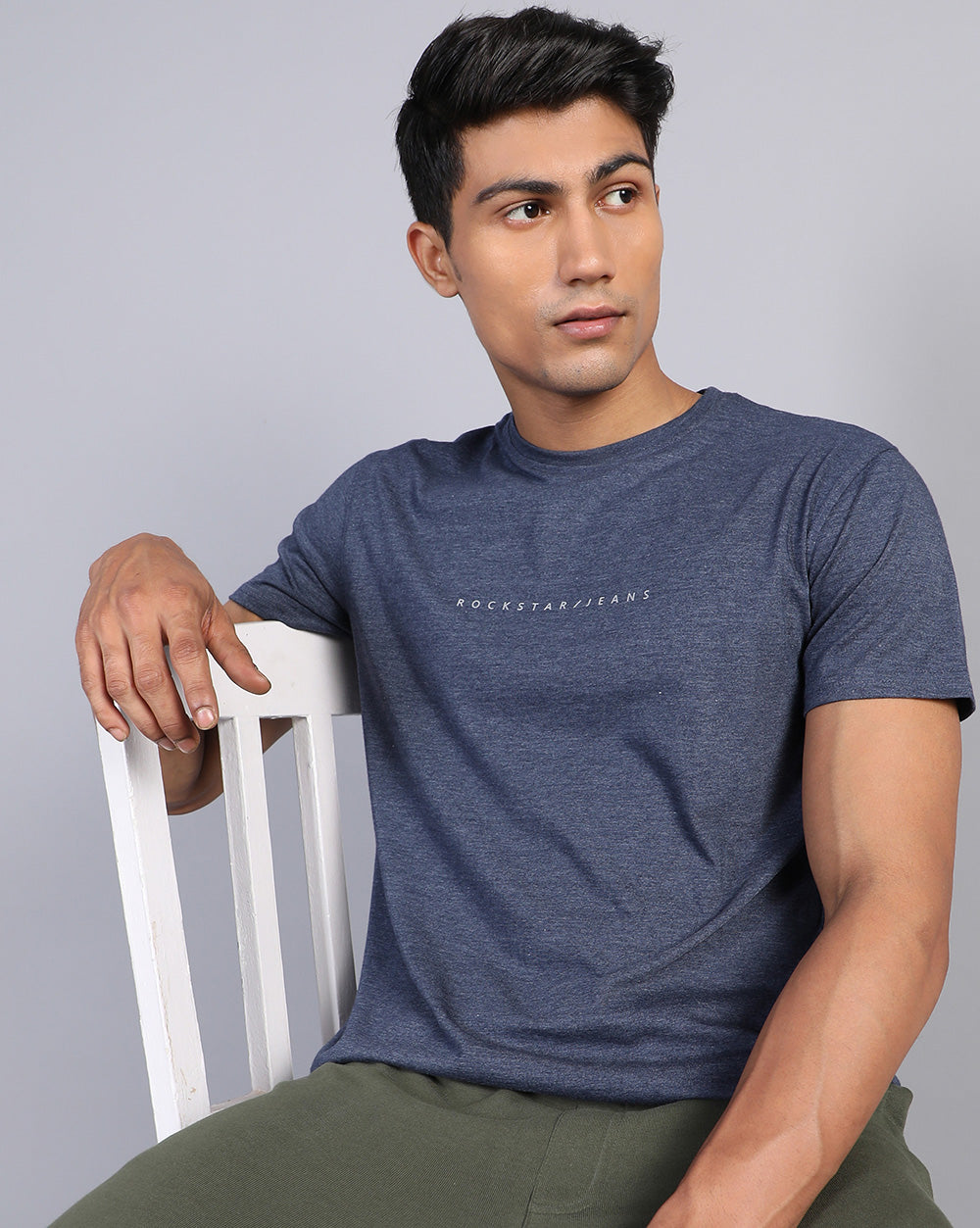 Crewneck Combo T-Shirt -Grey,Red