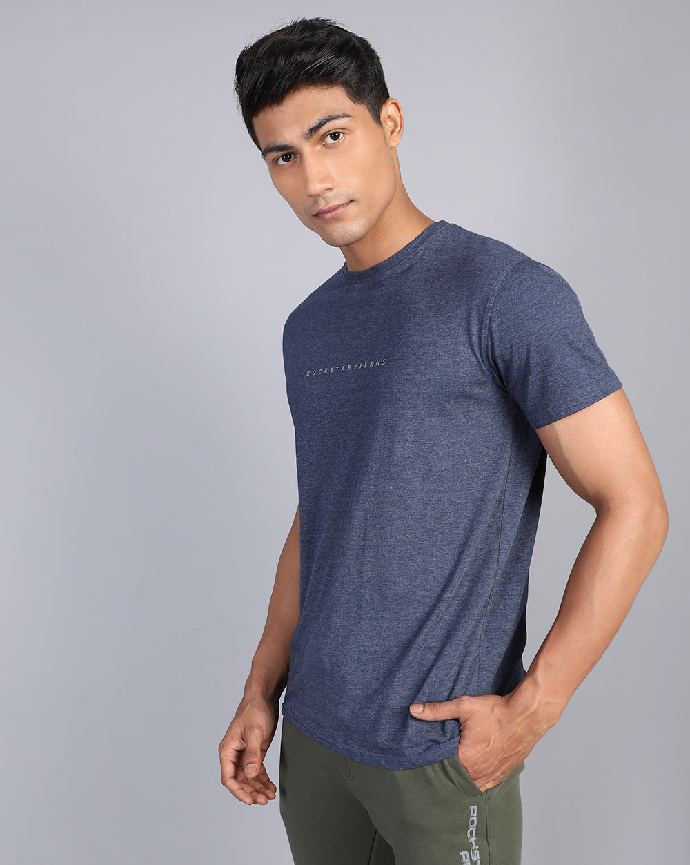 Crewneck Combo T-Shirt -Grey,Red