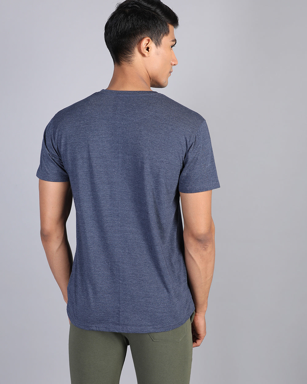Crewneck Combo T-Shirt -Grey,Red