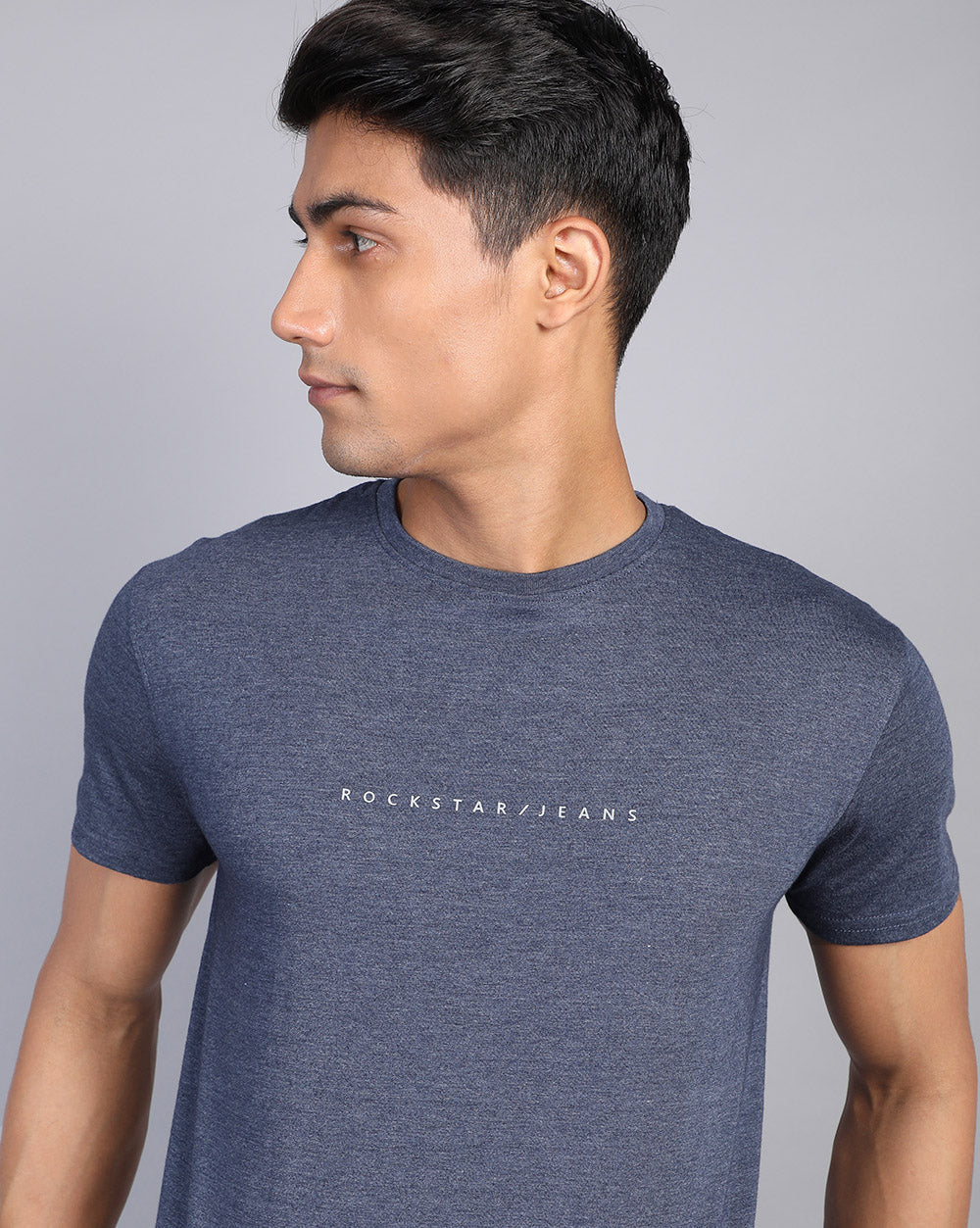 Crewneck Combo T-Shirt -Grey,Red