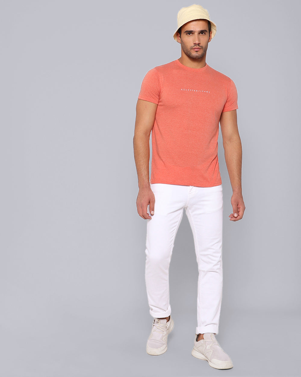 Crewneck Combo T-Shirt Orange,Grey