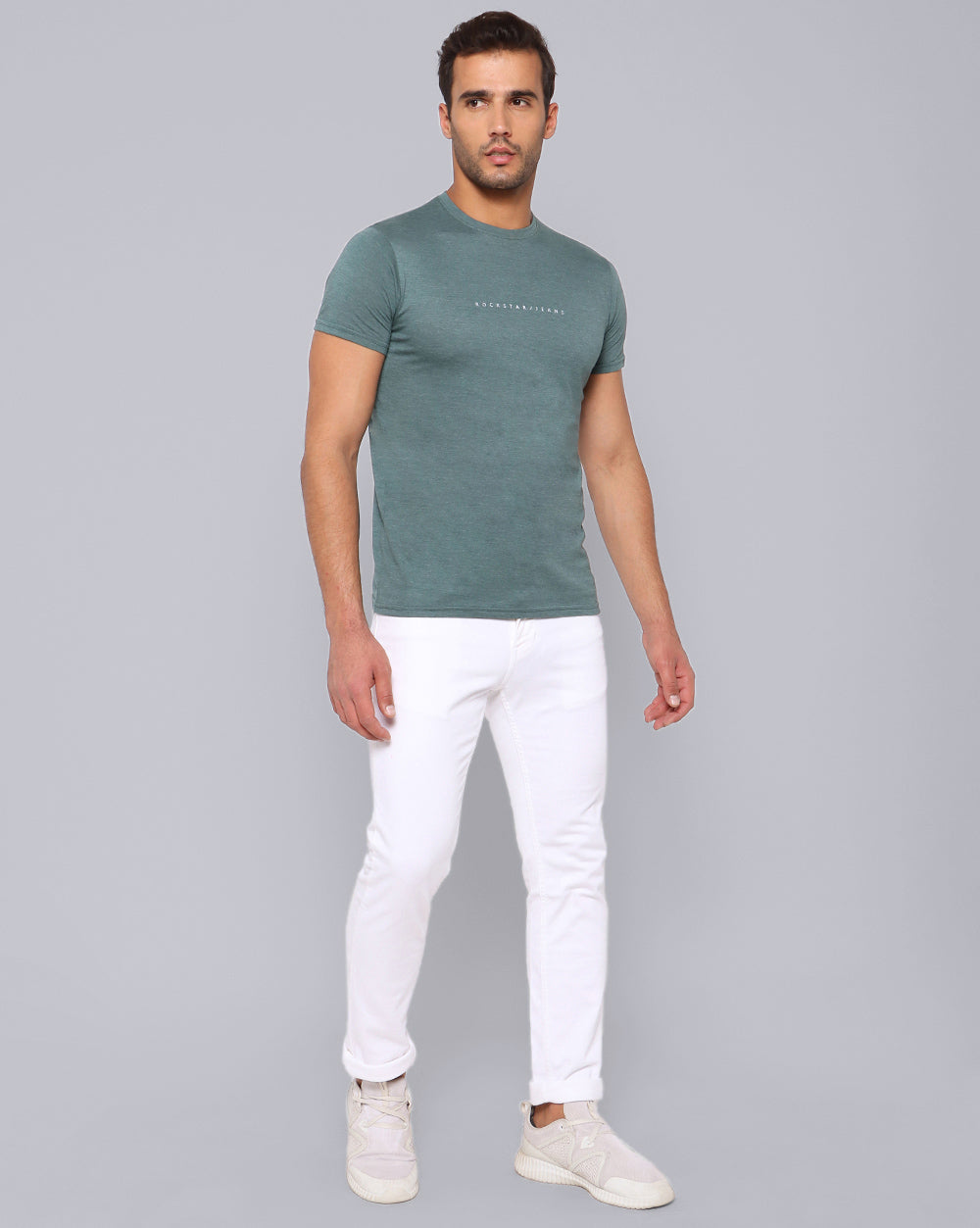 Crewneck Combo T-Shirt Orange,Grey