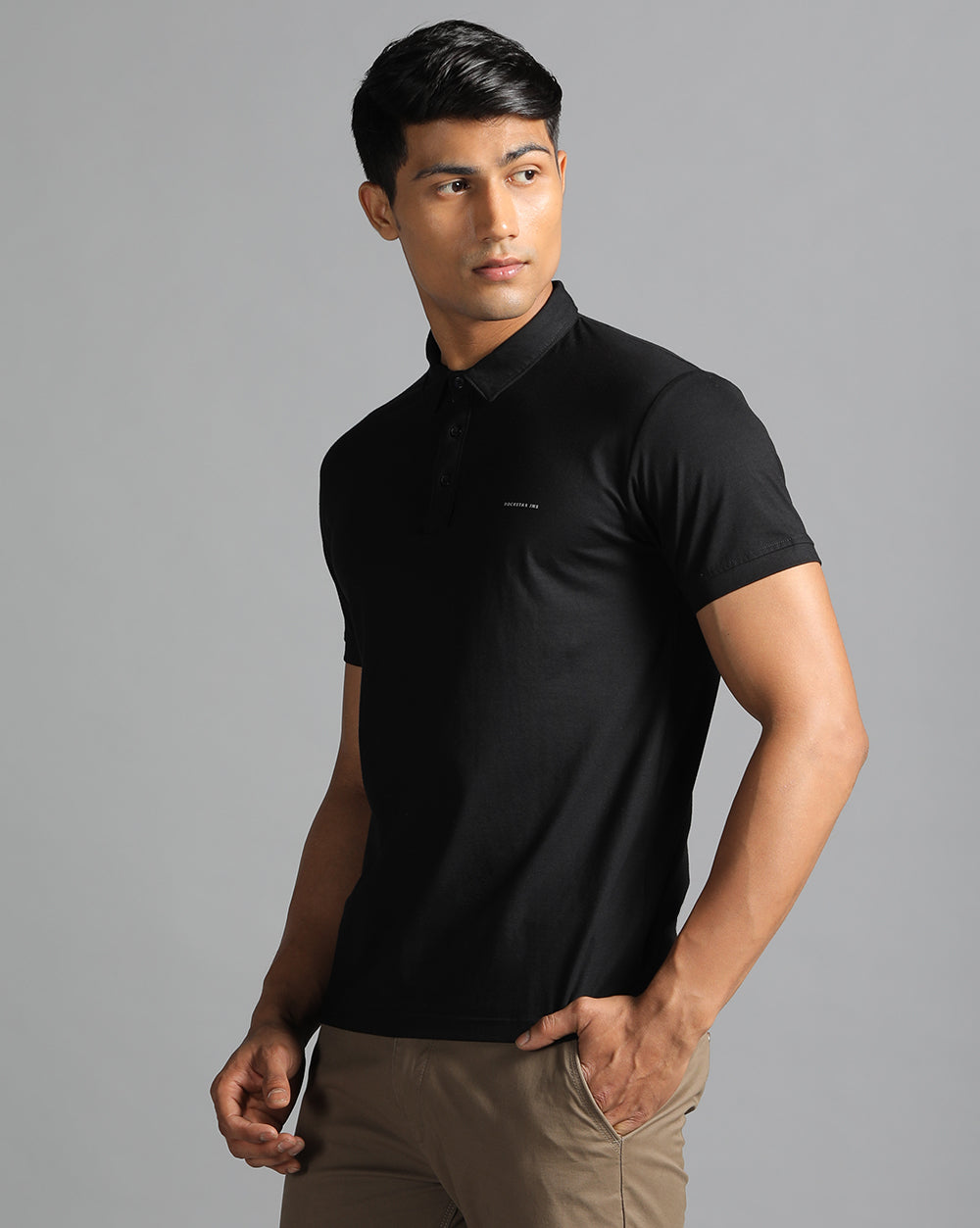 Slim Fit Strech Polo T-Shirt Black