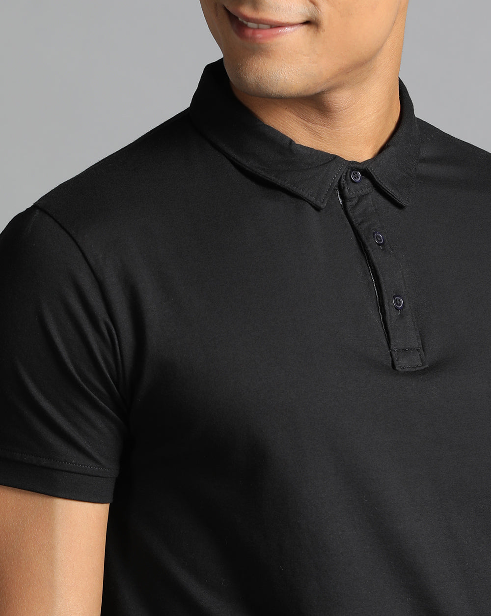 Slim Fit Strech Polo T-Shirt Black