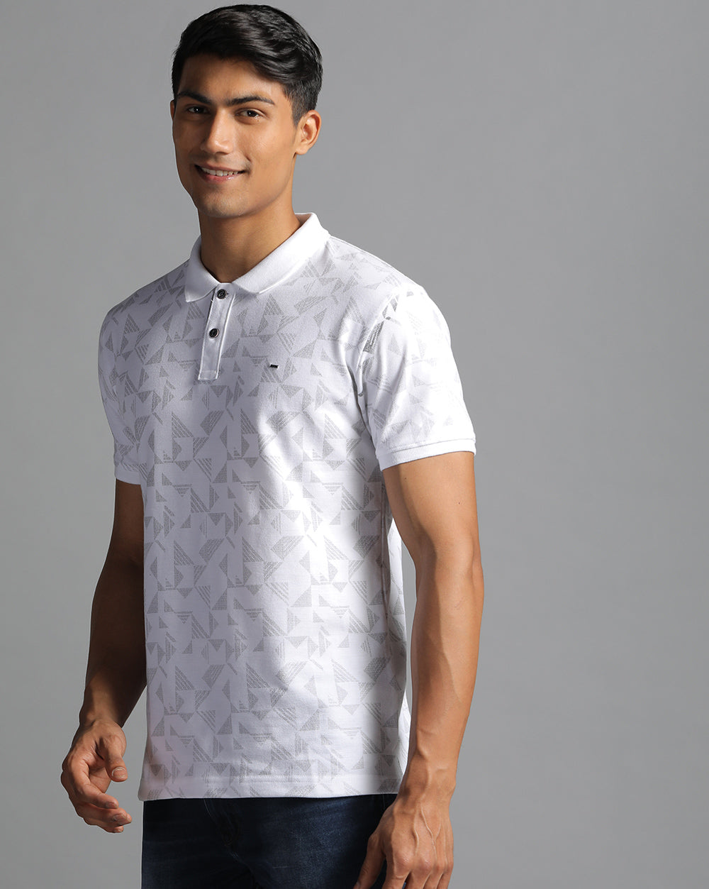Printed Polo T-Shirt-White