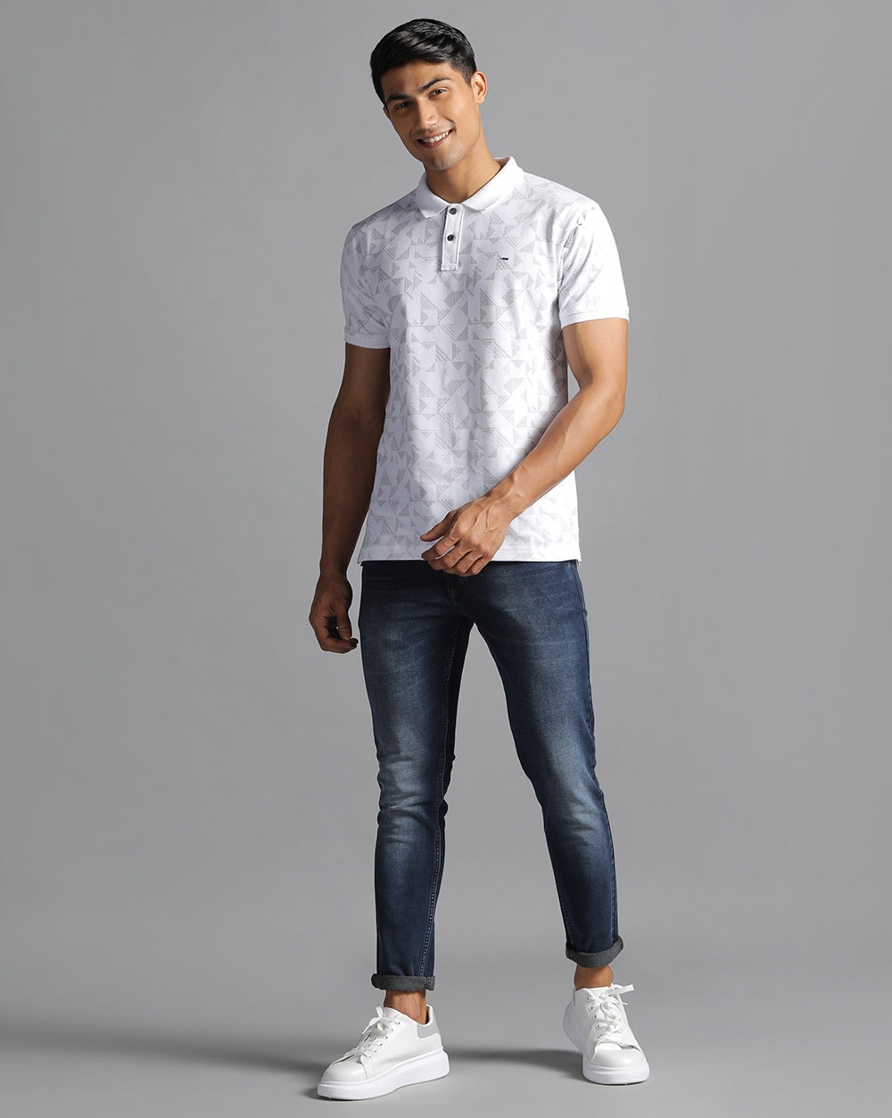 Printed Polo T-Shirt-White
