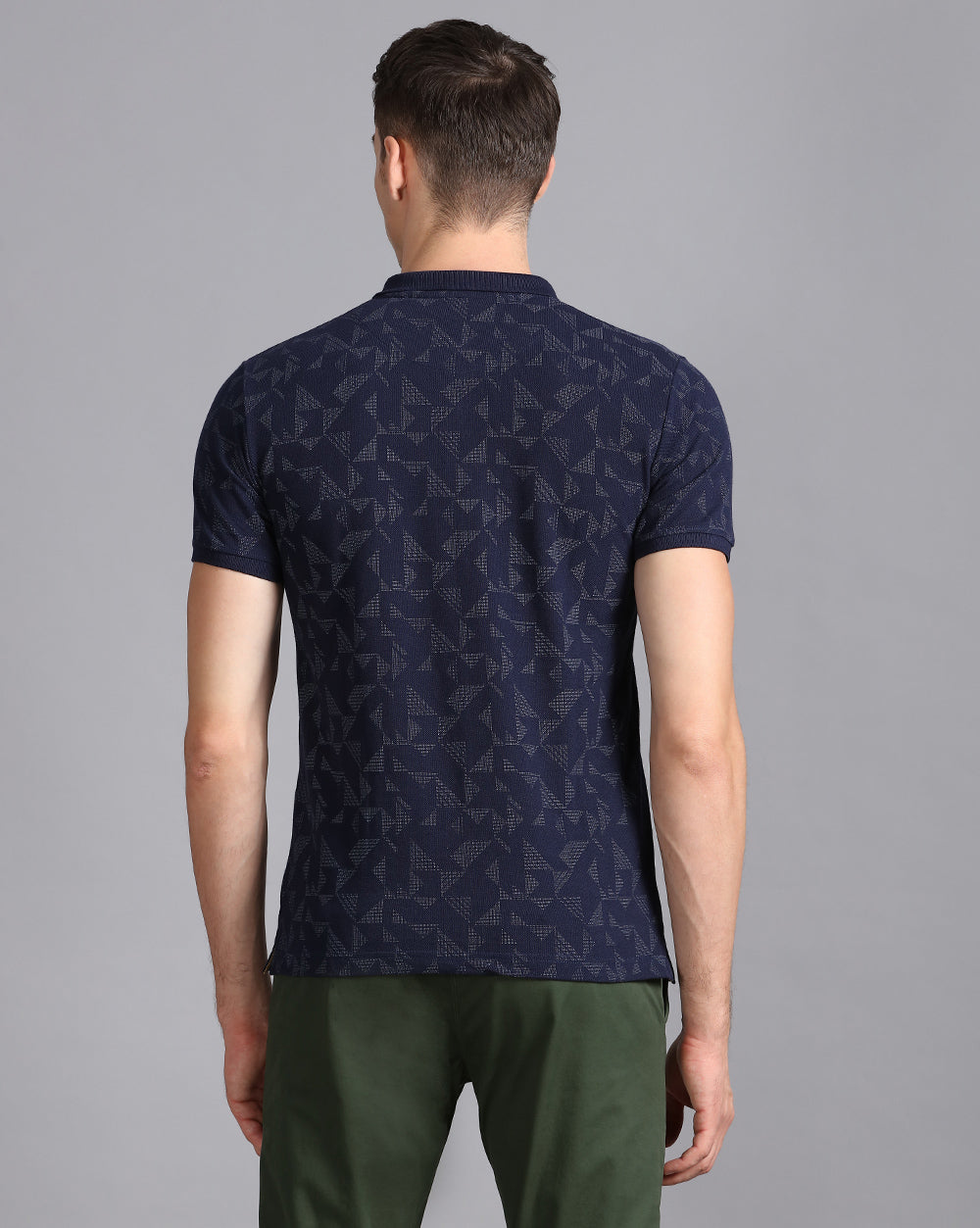 Printed Polo T-Shirt-Navy