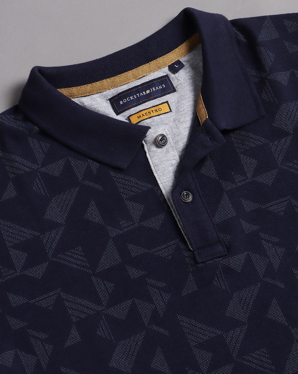 Printed Polo T-Shirt-Navy