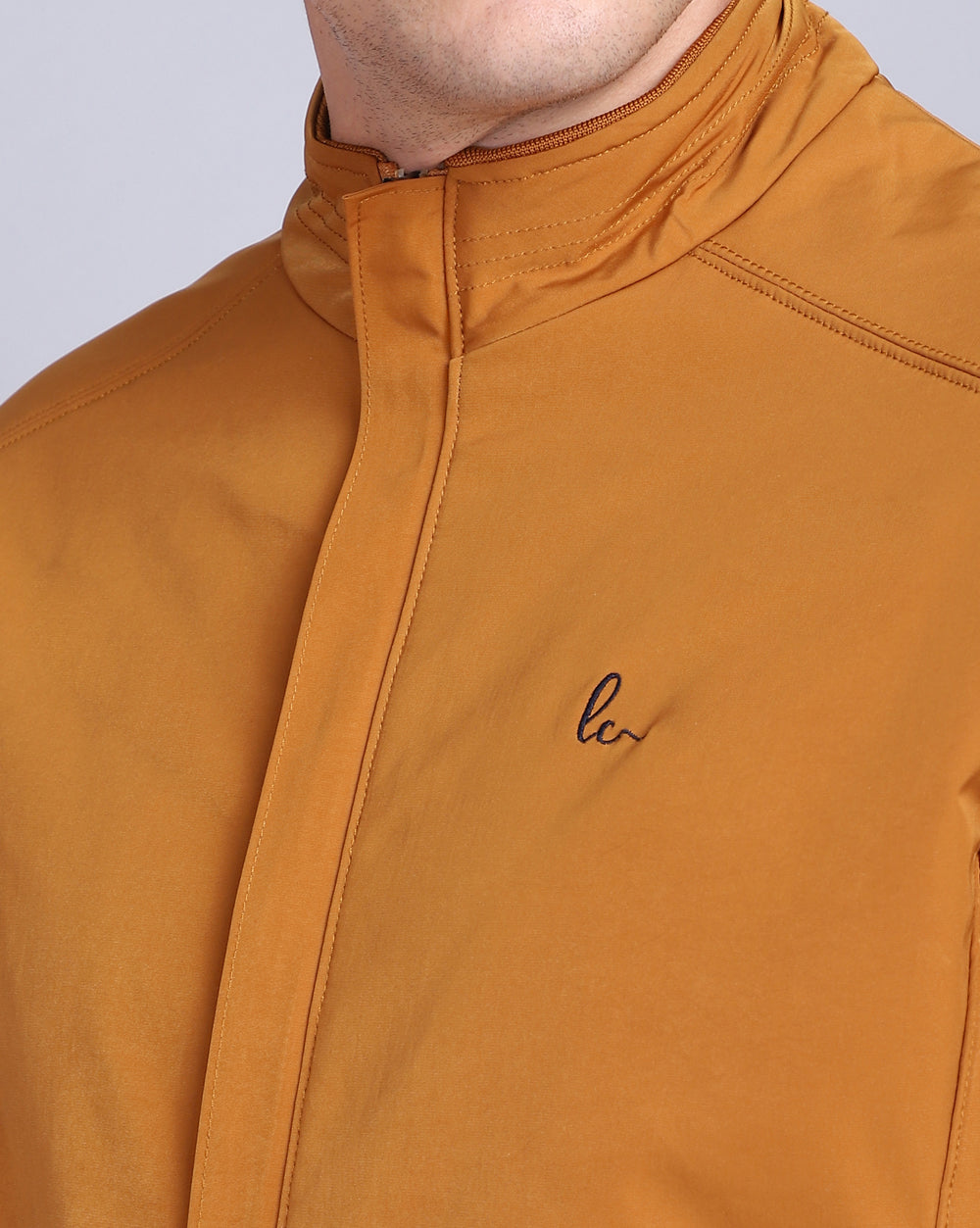 Solid High Neck Jacket-Copper