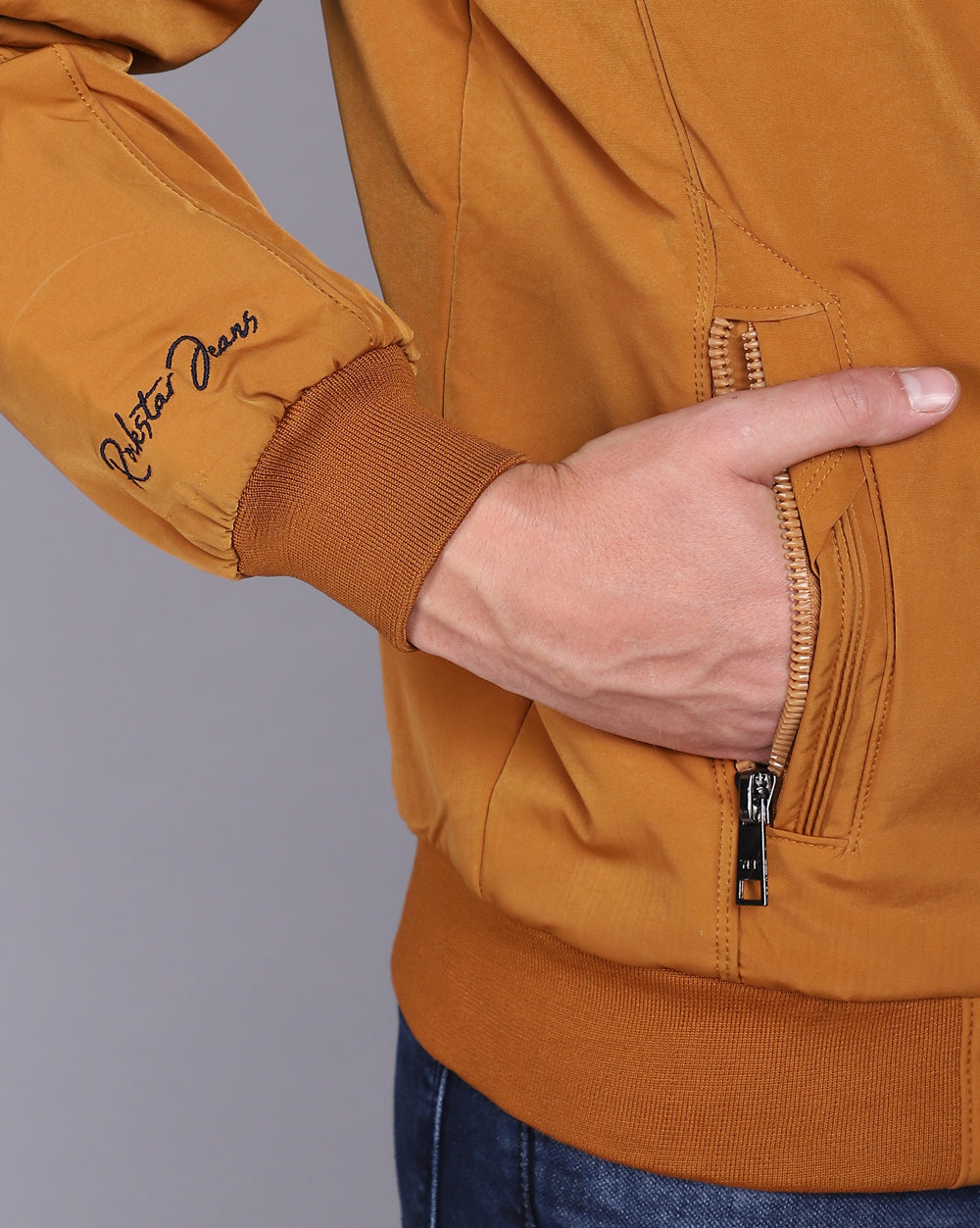 Solid High Neck Jacket-Copper