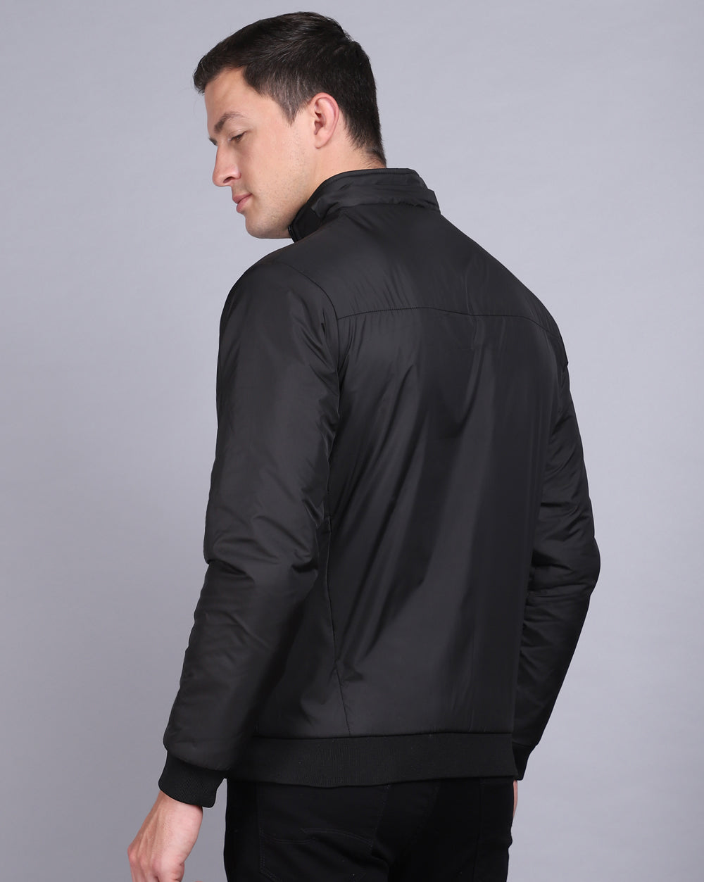 Solid Hooded Jacket-Solid Black