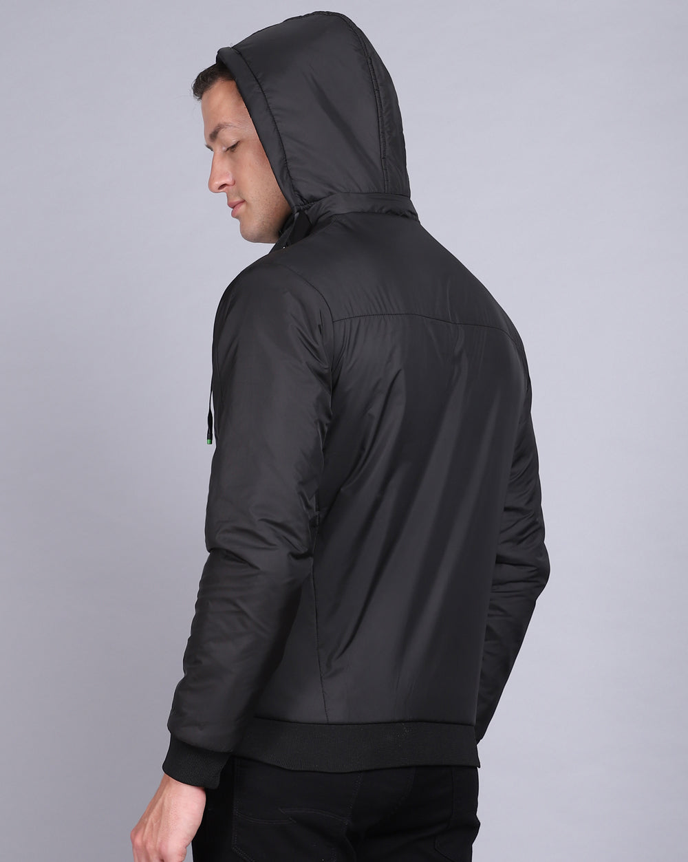 Solid Hooded Jacket-Solid Black