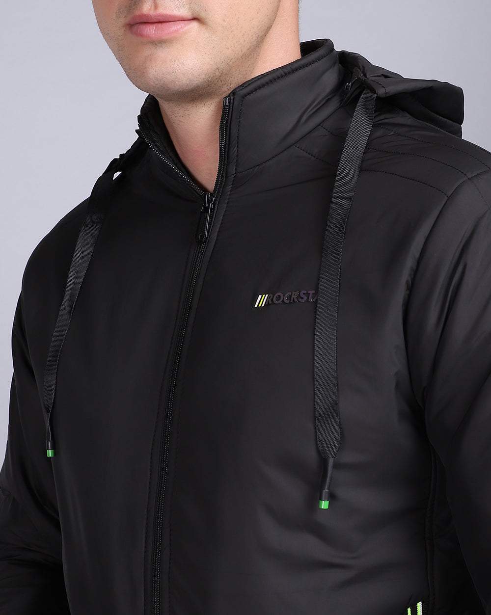 Solid Hooded Jacket-Solid Black