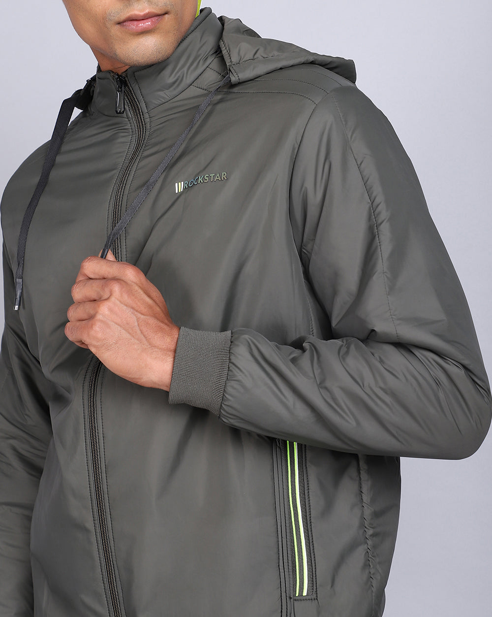 Solid Hooded Jacket-Sage Green