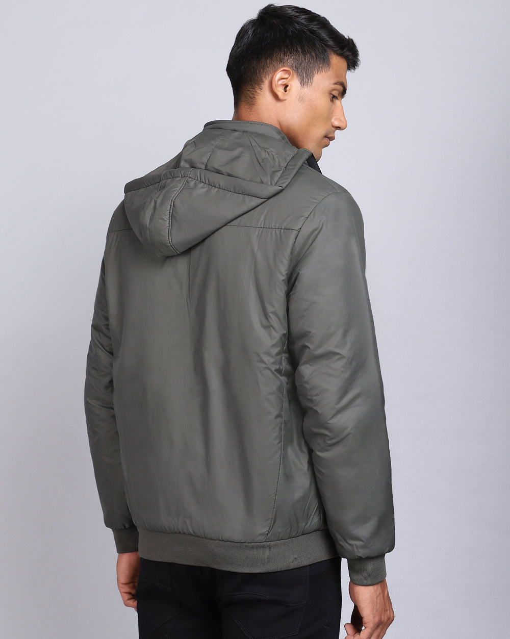 Solid Hooded Jacket-Sage Green