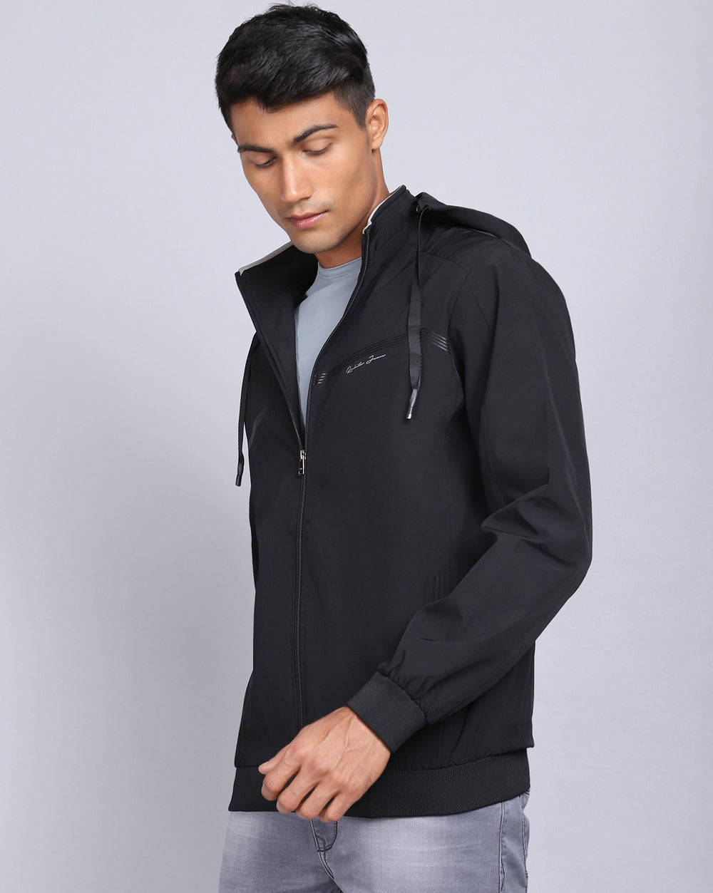 Solid Hooded Wind-Cheaters-Black
