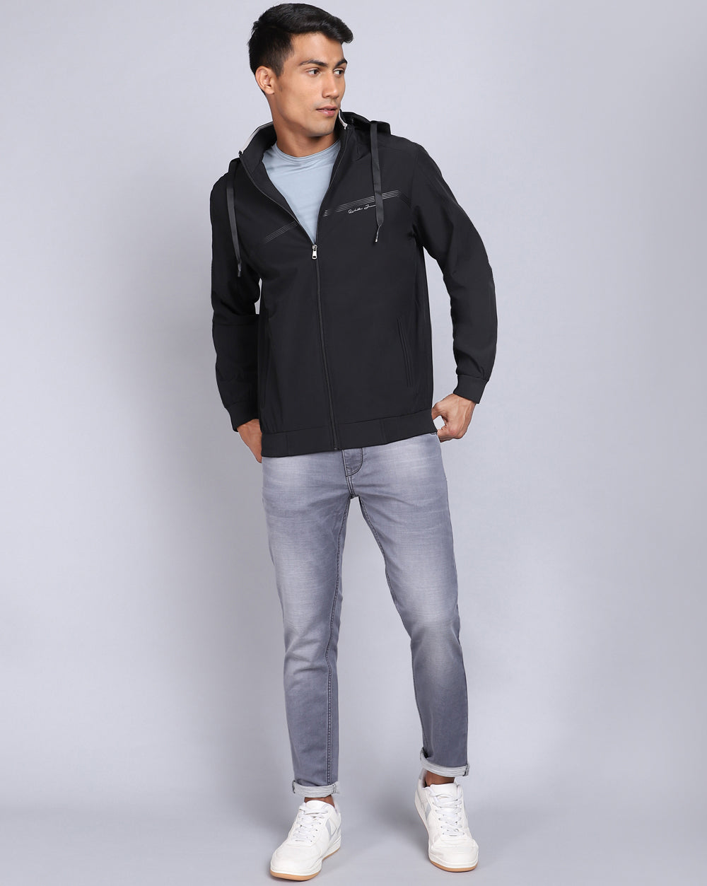 Solid Hooded Wind-Cheaters-Black