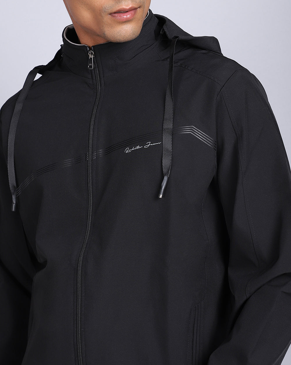 Solid Hooded Wind-Cheaters-Black