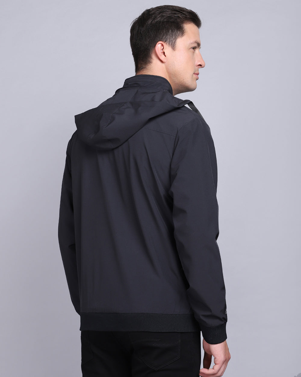 Solid Hooded Wind-Cheaters-Navy