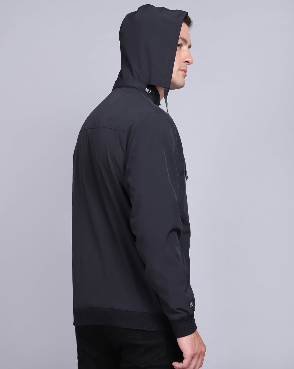 Solid Hooded Wind-Cheaters-Navy