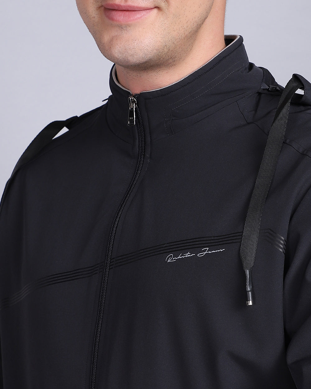 Solid Hooded Wind-Cheaters-Navy