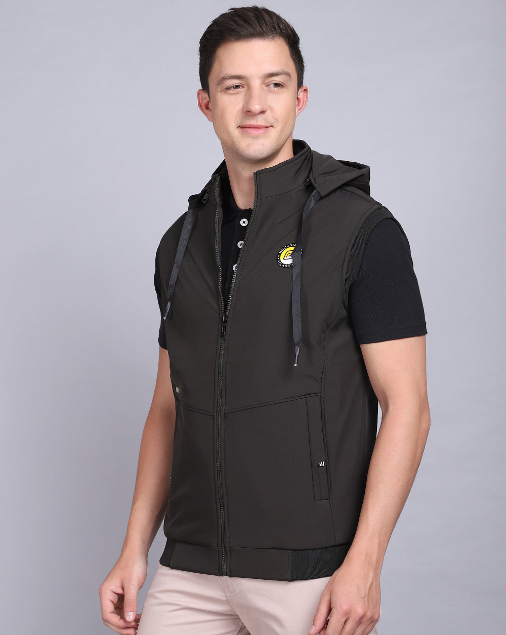 Solid Hooded Jacket-Dk.Olive