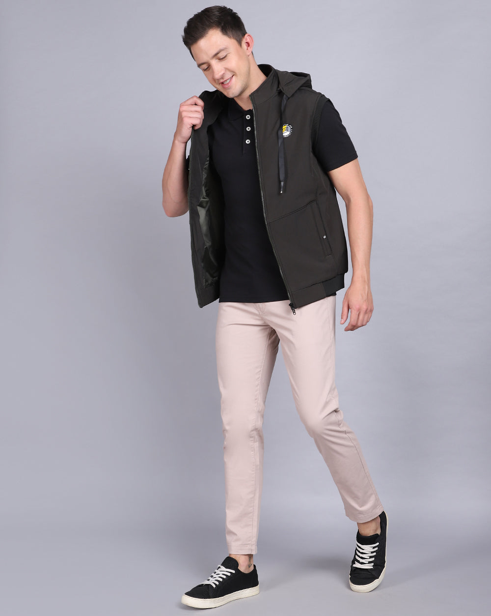 Solid Hooded Jacket-Dk.Olive