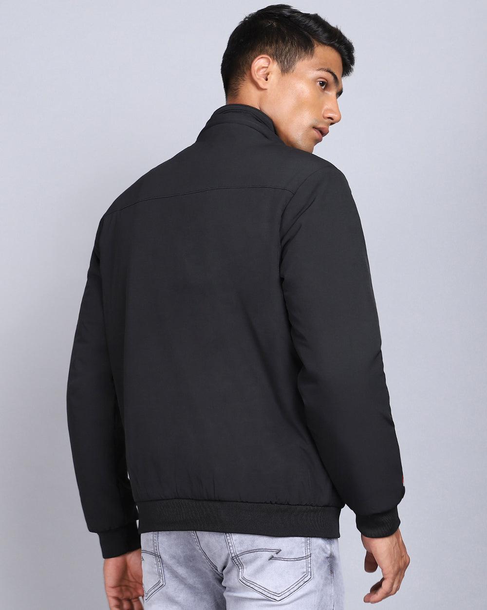 Solid Hooded Jacket-Coal Black