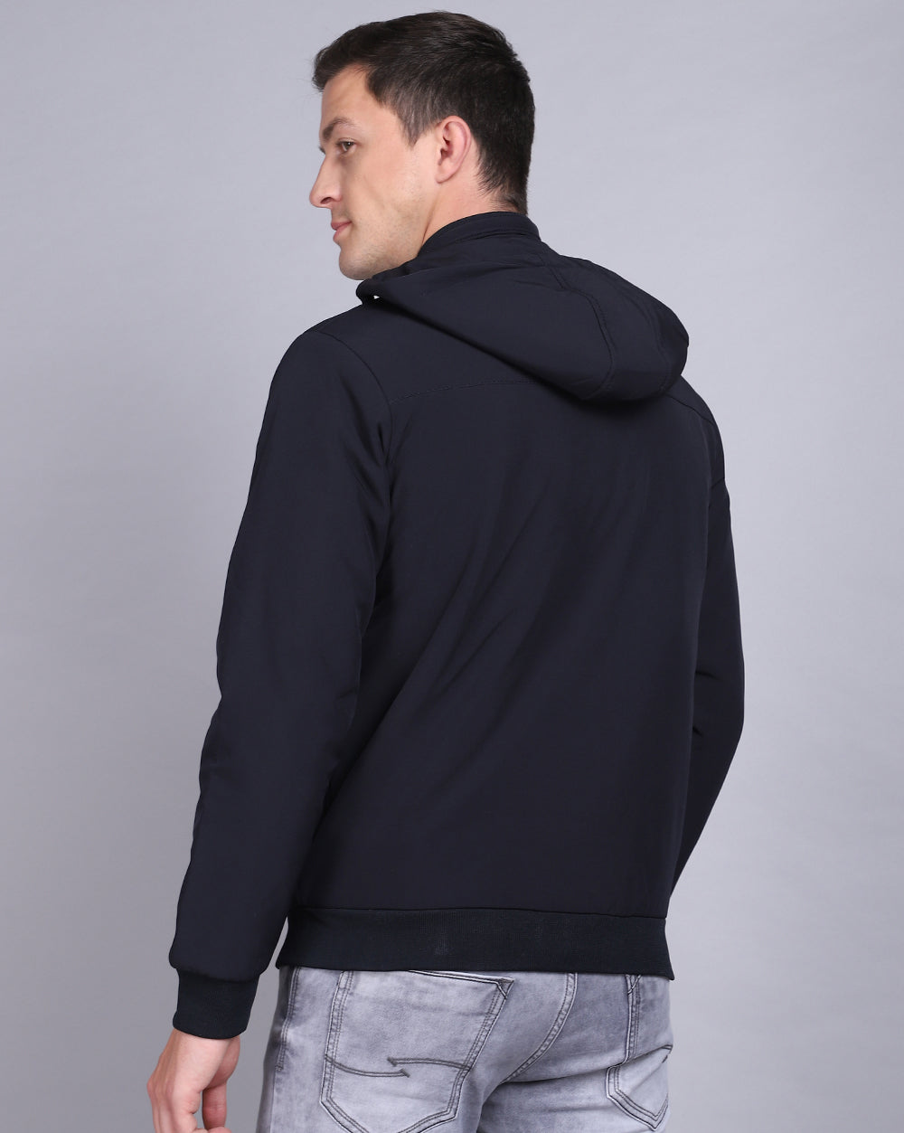 Solid Hooded Jacket-DK.Navy