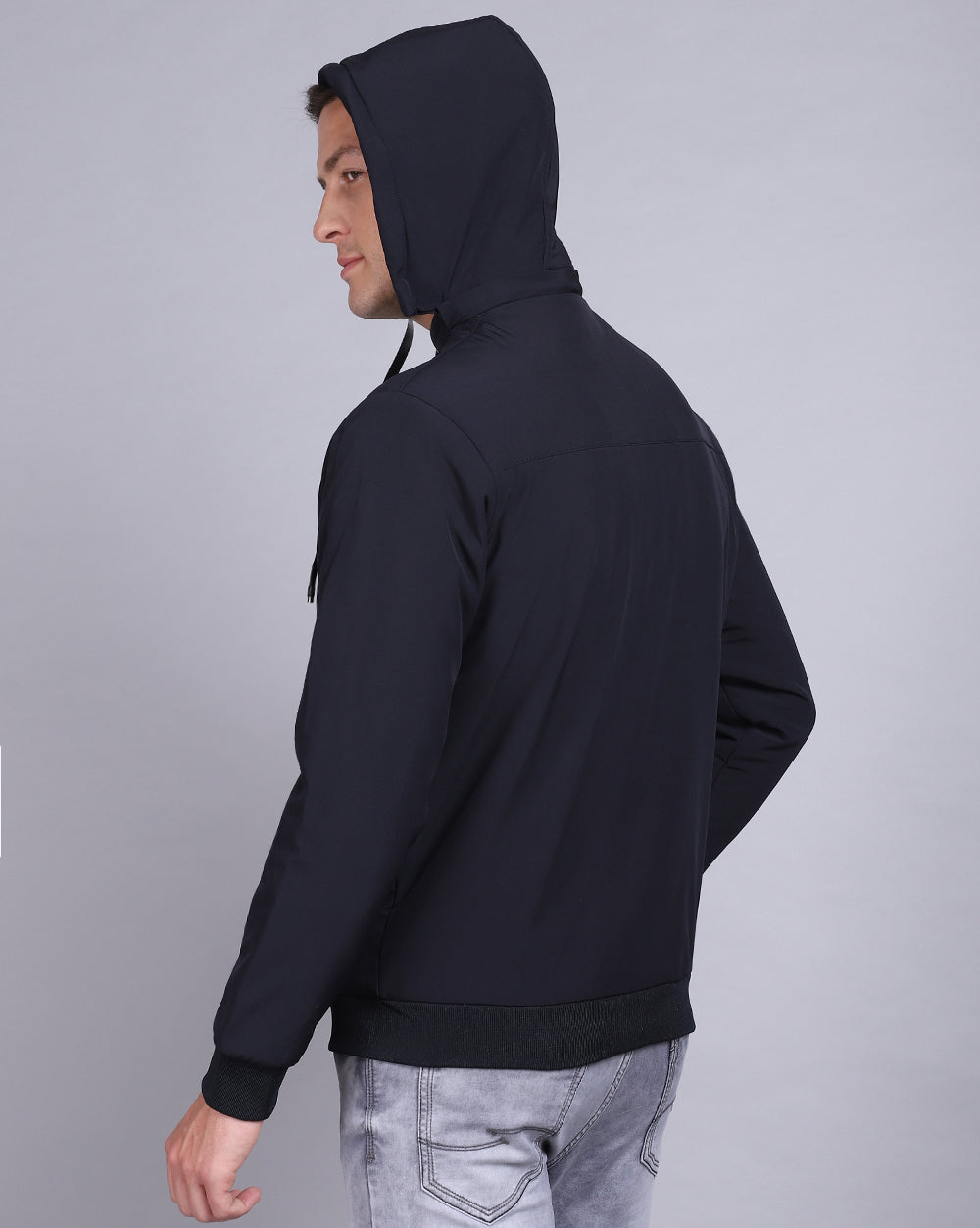 Solid Hooded Jacket-DK.Navy