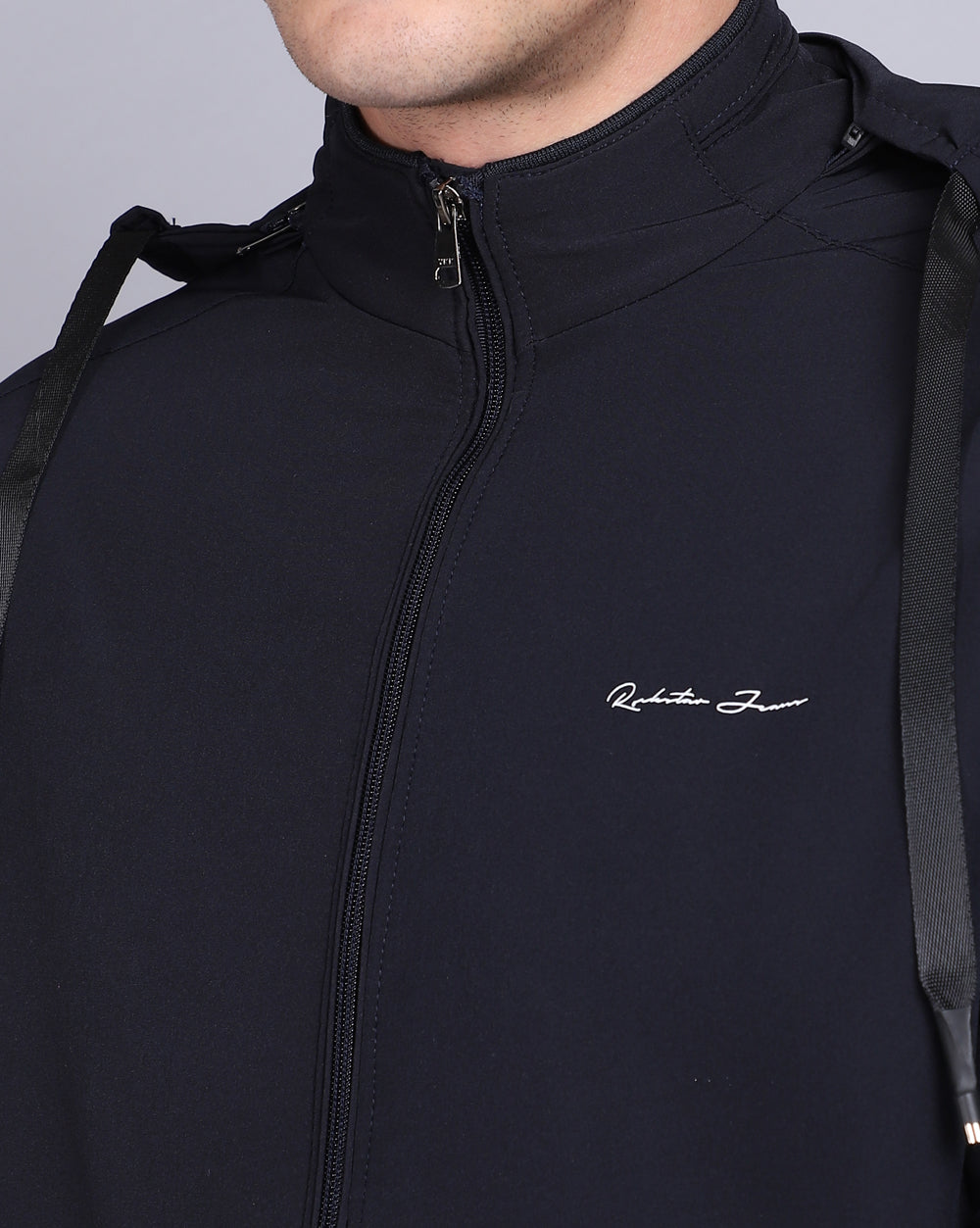 Solid Hooded Jacket-DK.Navy