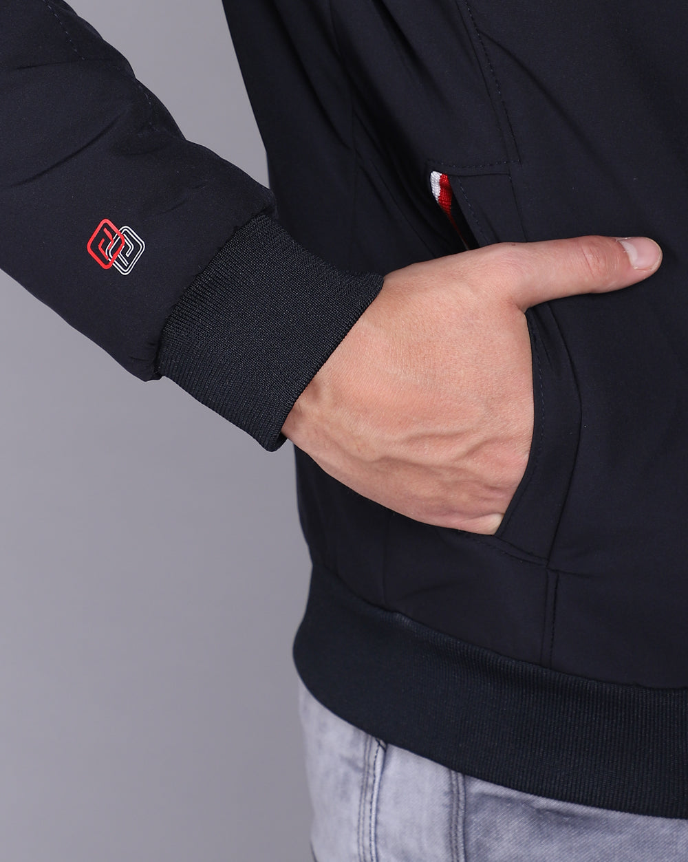 Solid Hooded Jacket-DK.Navy