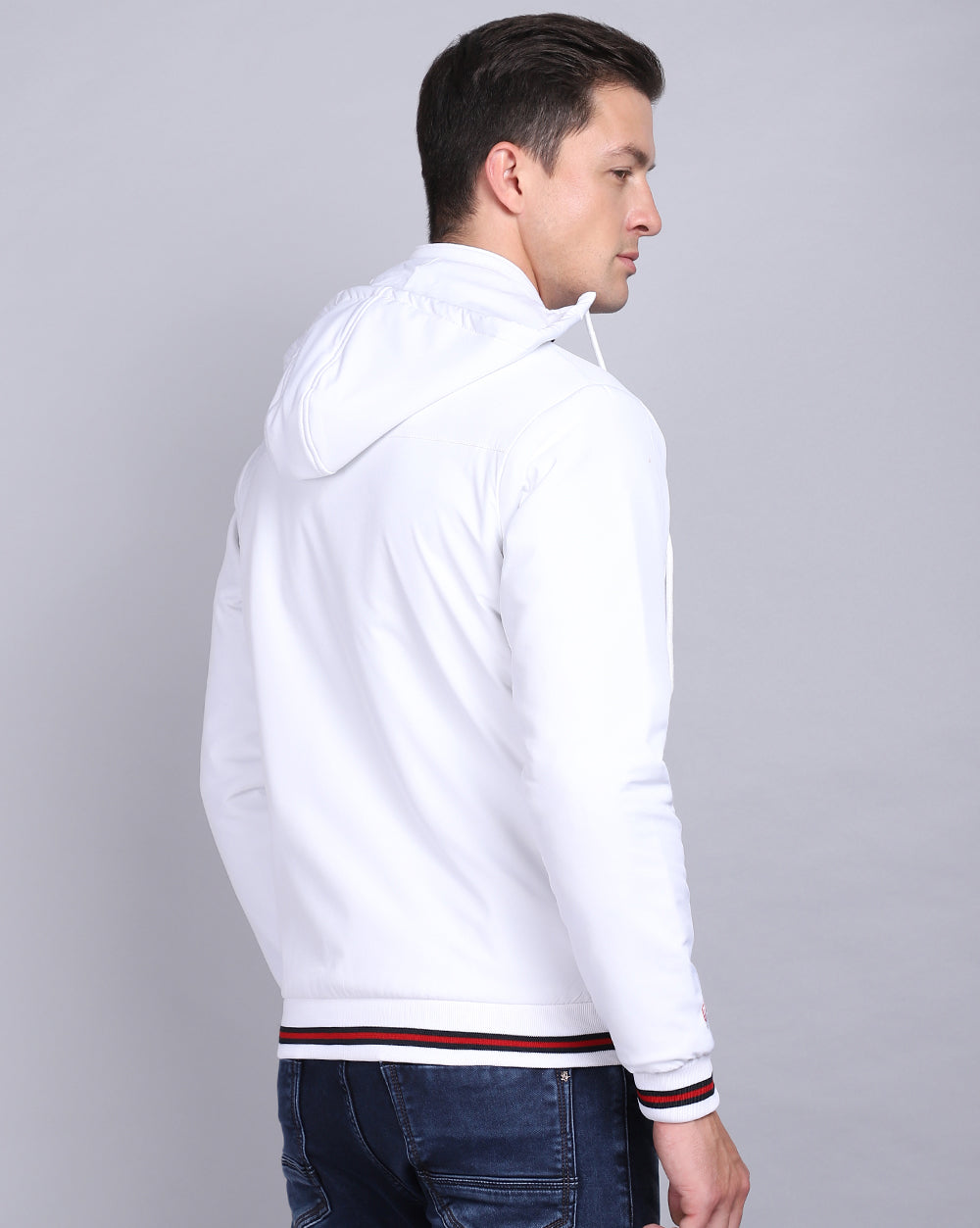 Solid Hooded Jacket-White