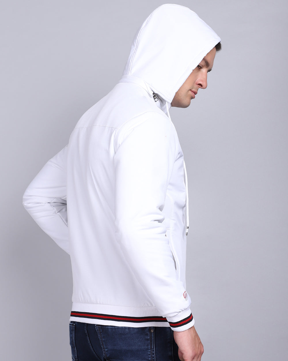 Solid Hooded Jacket-White