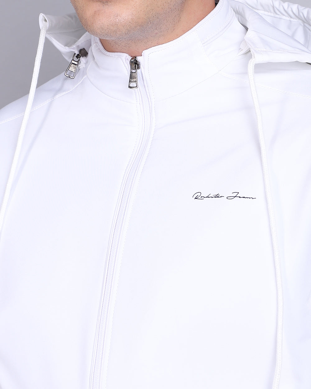 Solid Hooded Jacket-White