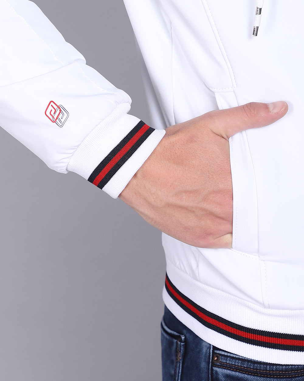 Solid Hooded Jacket-White