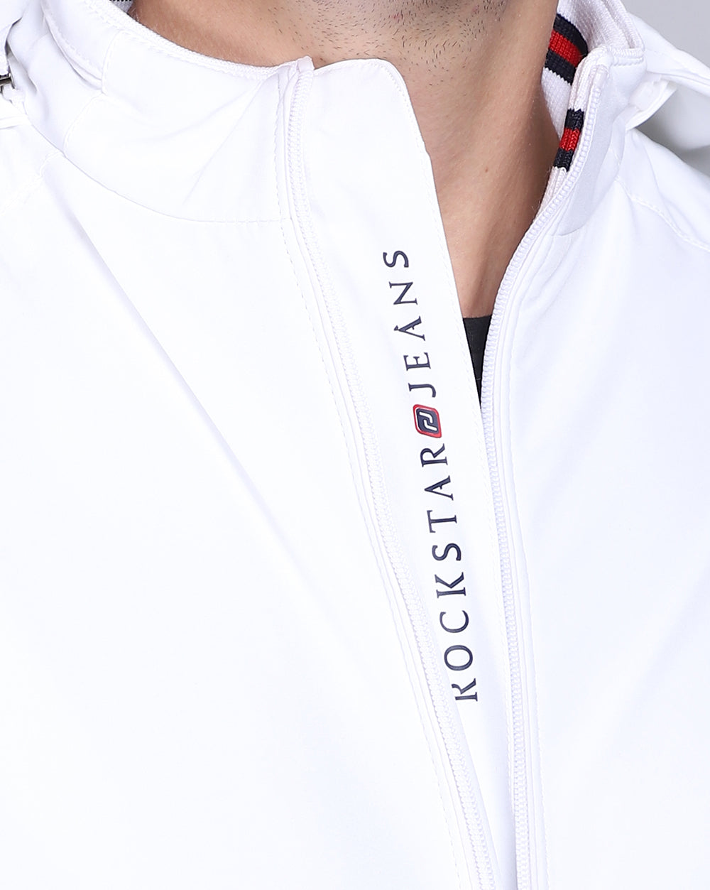 Solid Hooded Jacket-White